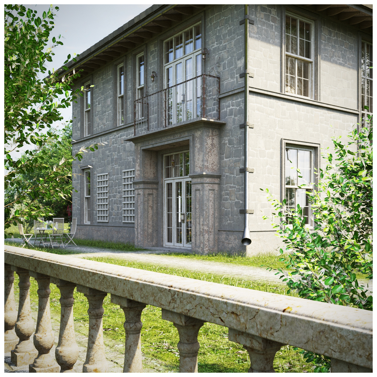 Ferienhaus im provenzalischen Stil in 3d max corona render Bild