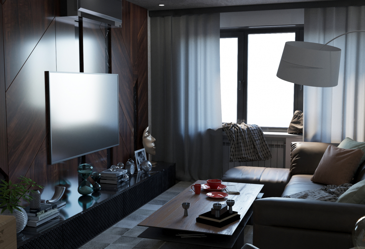 Soggiorno in 3d max corona render immagine