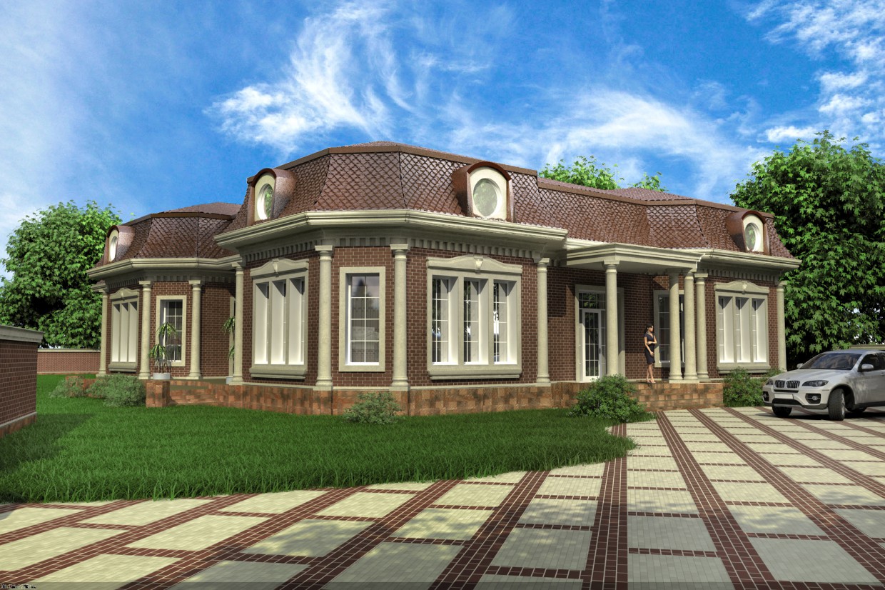 Facade of a private home (variants) in 3d max vray image