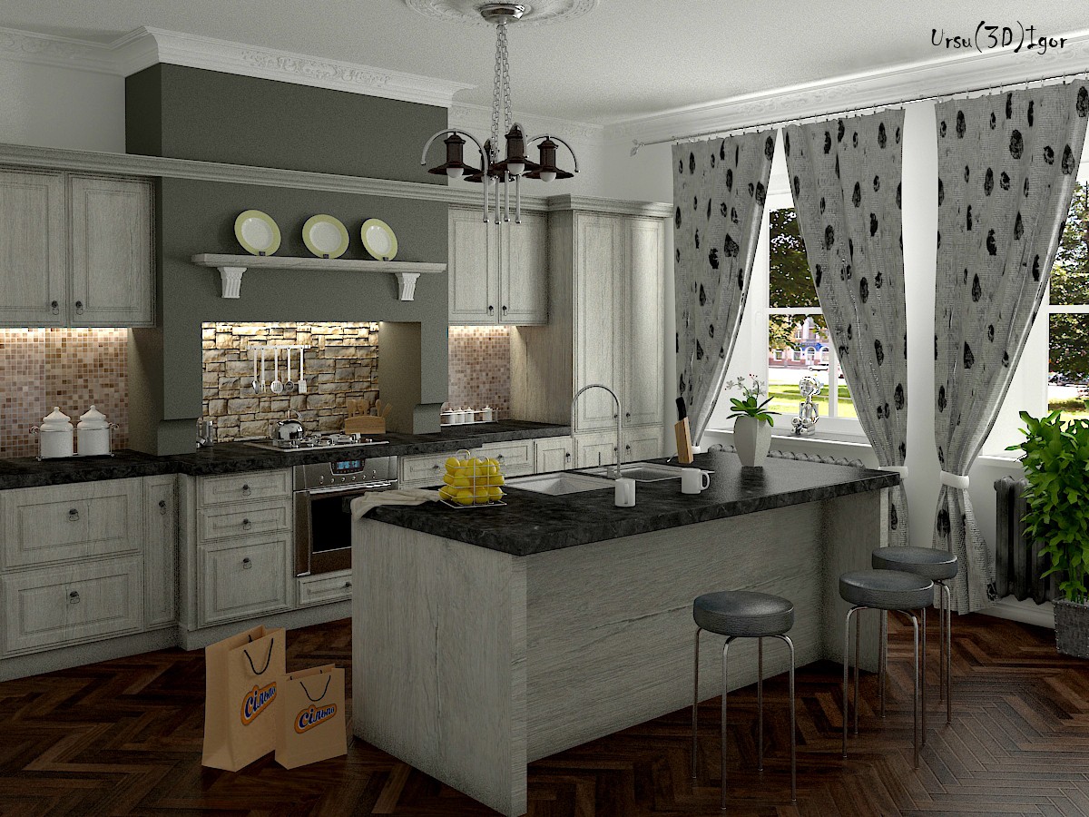 Kitchen in 3d max vray image