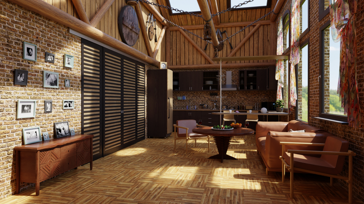 CUISINE LIVING ROOM в Blender cycles render изображение