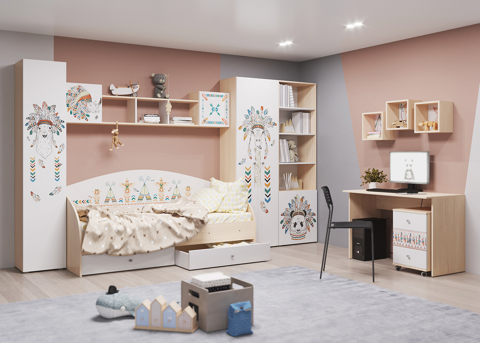 Collection de meubles pour enfants "Indiens" dans 3d max corona render image