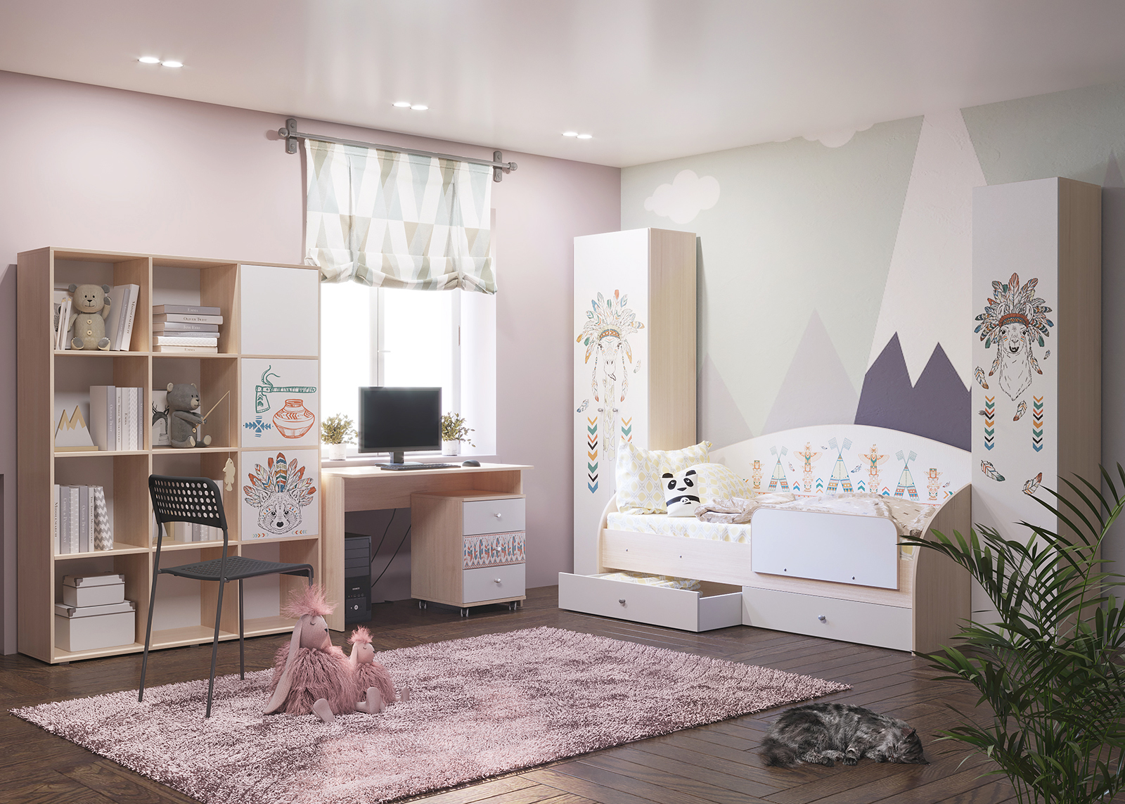 Collection de meubles pour enfants "Indiens" dans 3d max corona render image