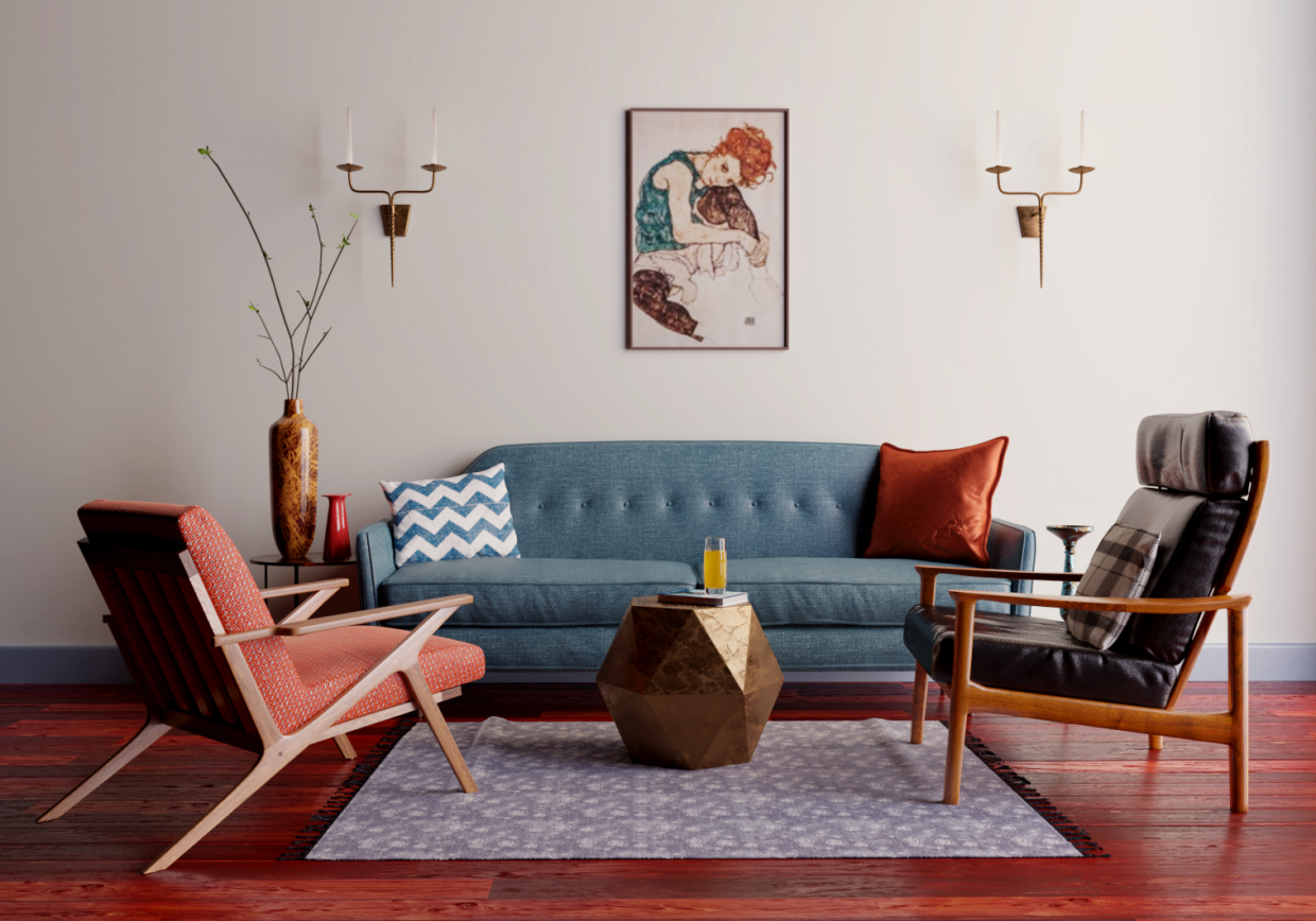 living room in Blender cycles render image