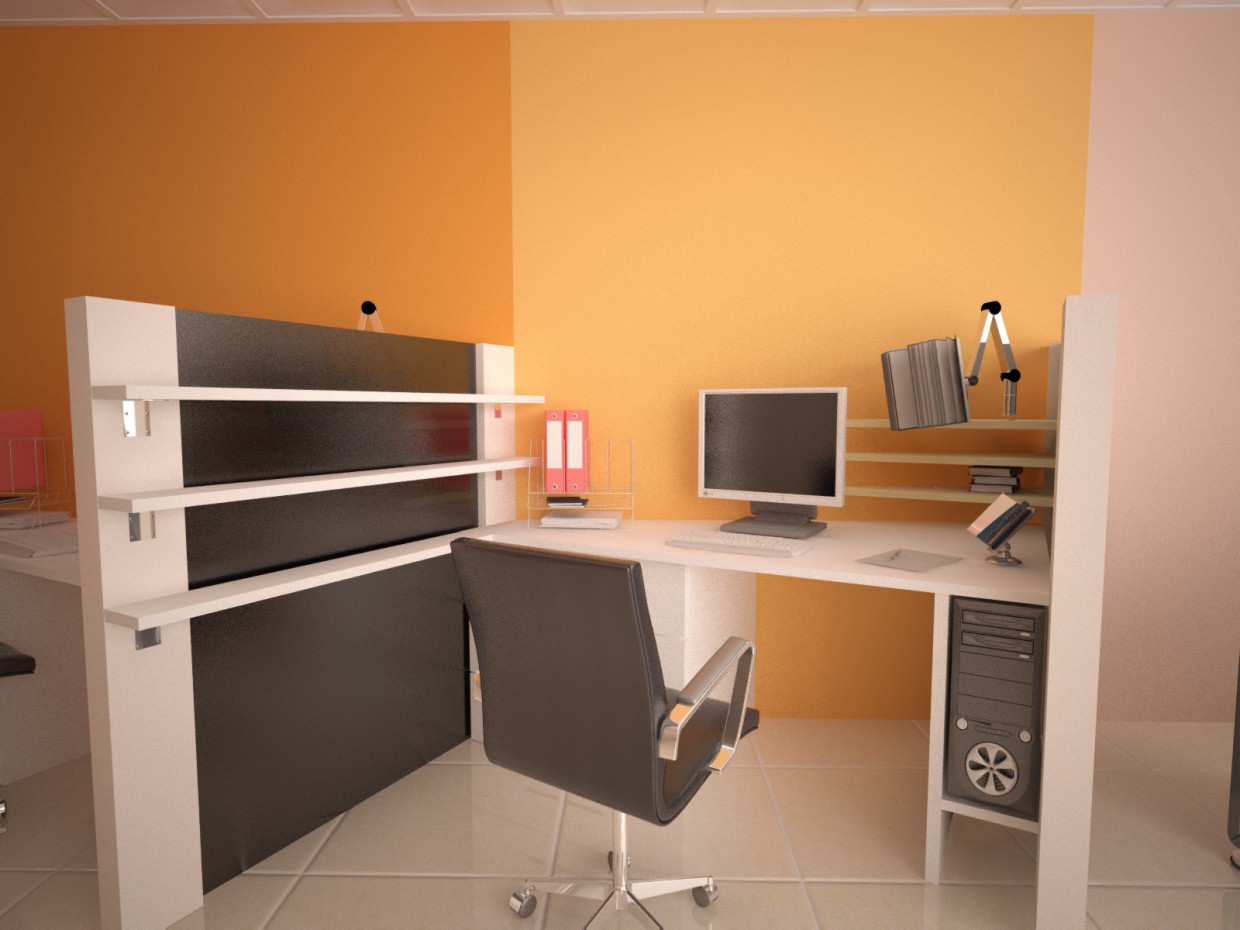 employee workplace in 3d max vray image