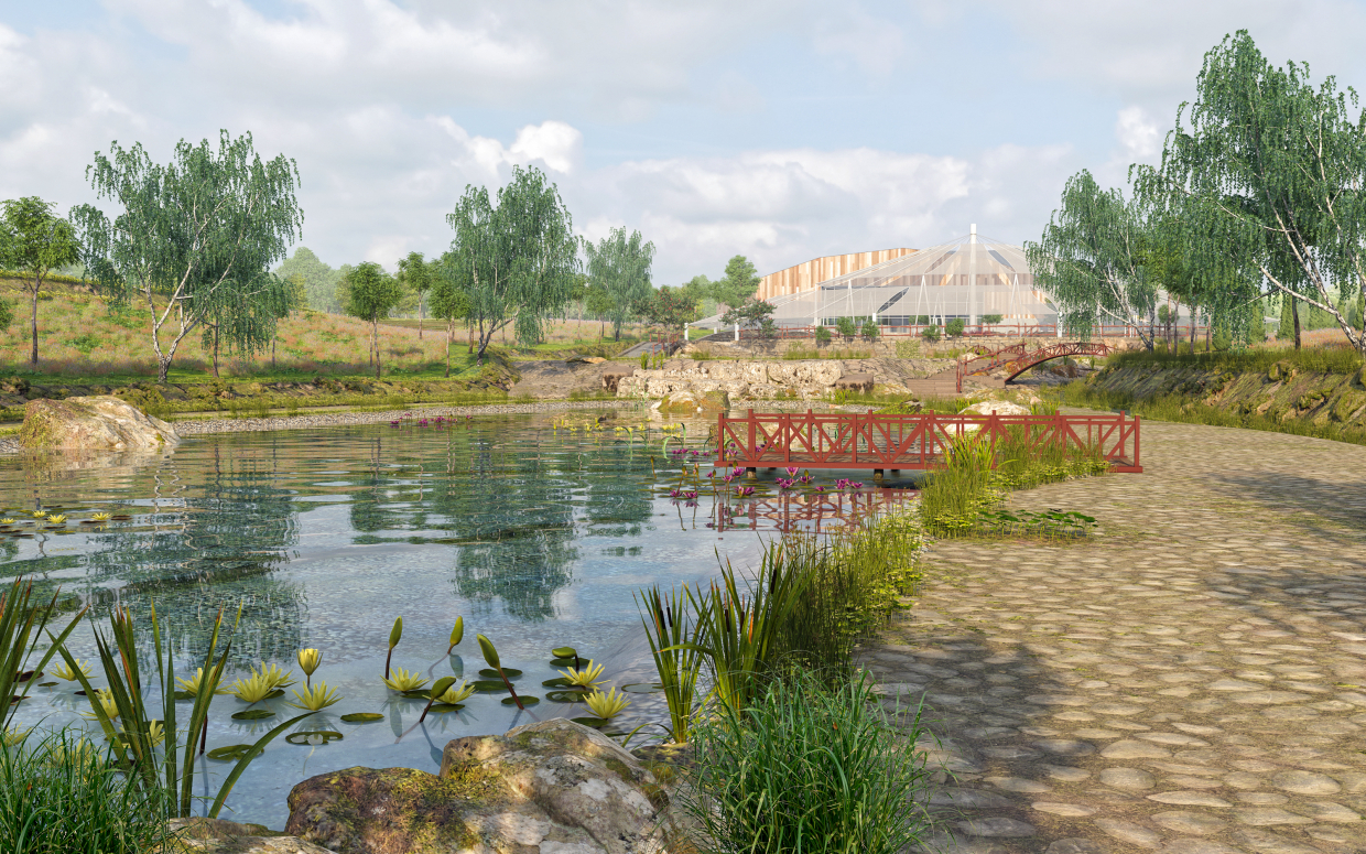 ECOFERMA sur une superficie de 14,5 hectares dans 3d max corona render image