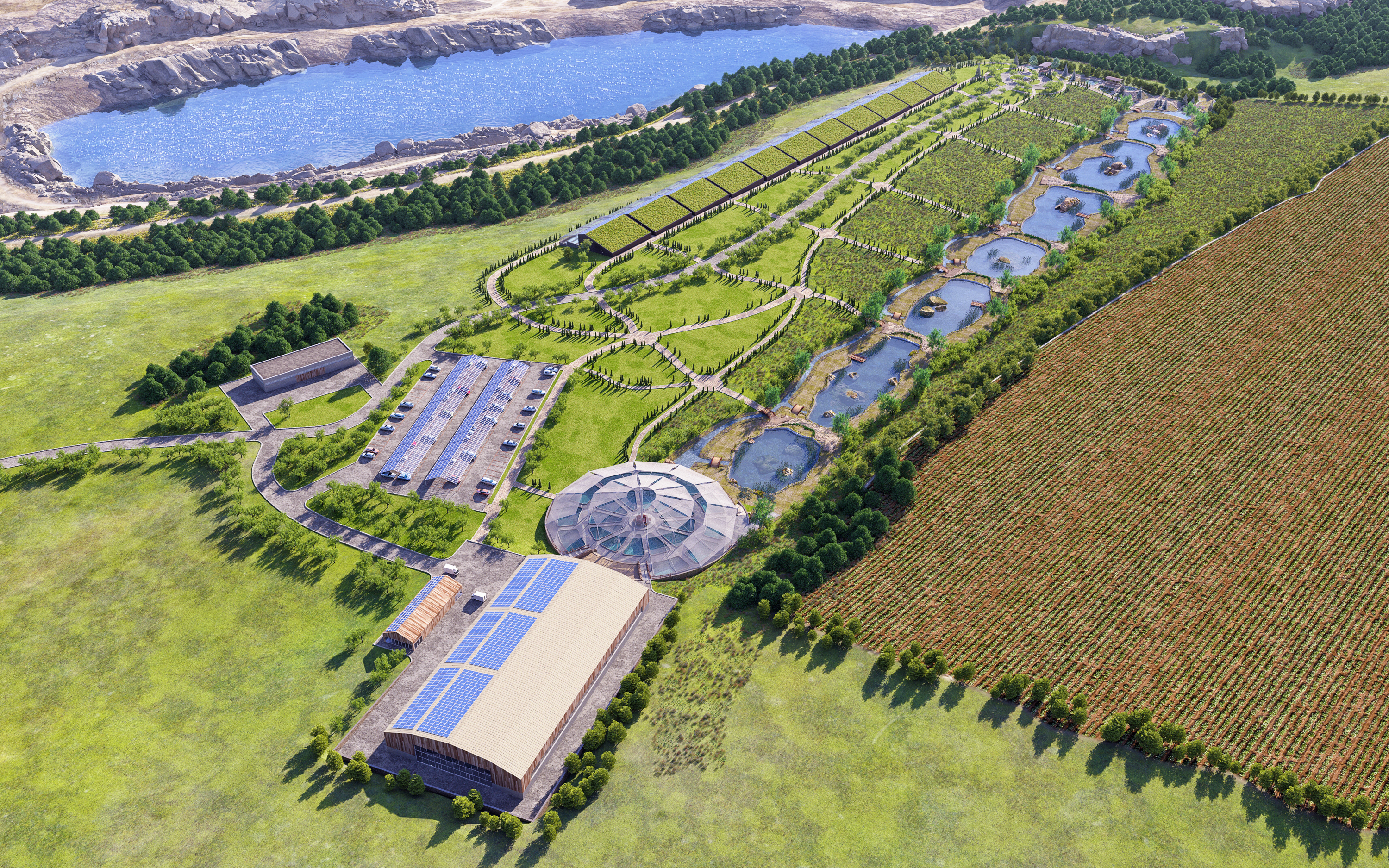 ECOFERMA sur une superficie de 14,5 hectares dans 3d max corona render image