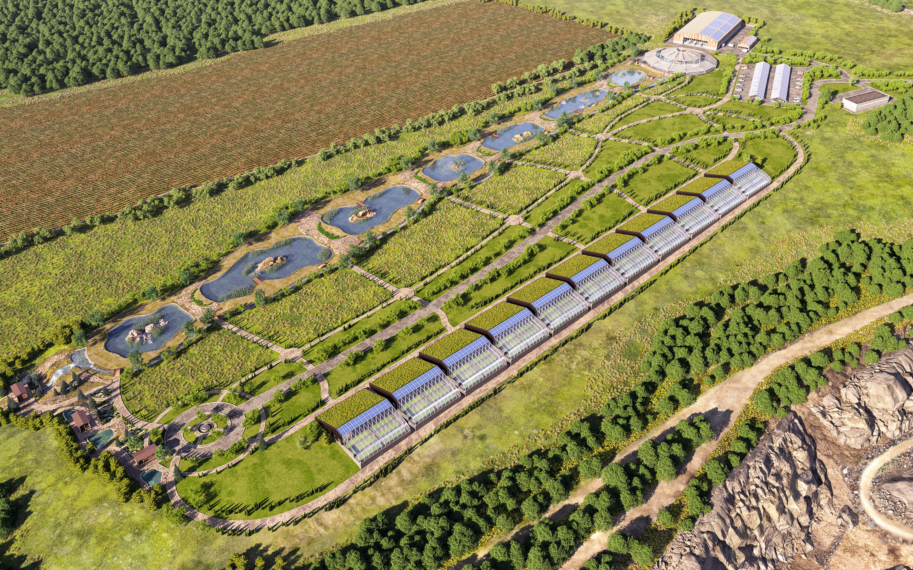 ECOFERMA sur une superficie de 14,5 hectares dans 3d max corona render image