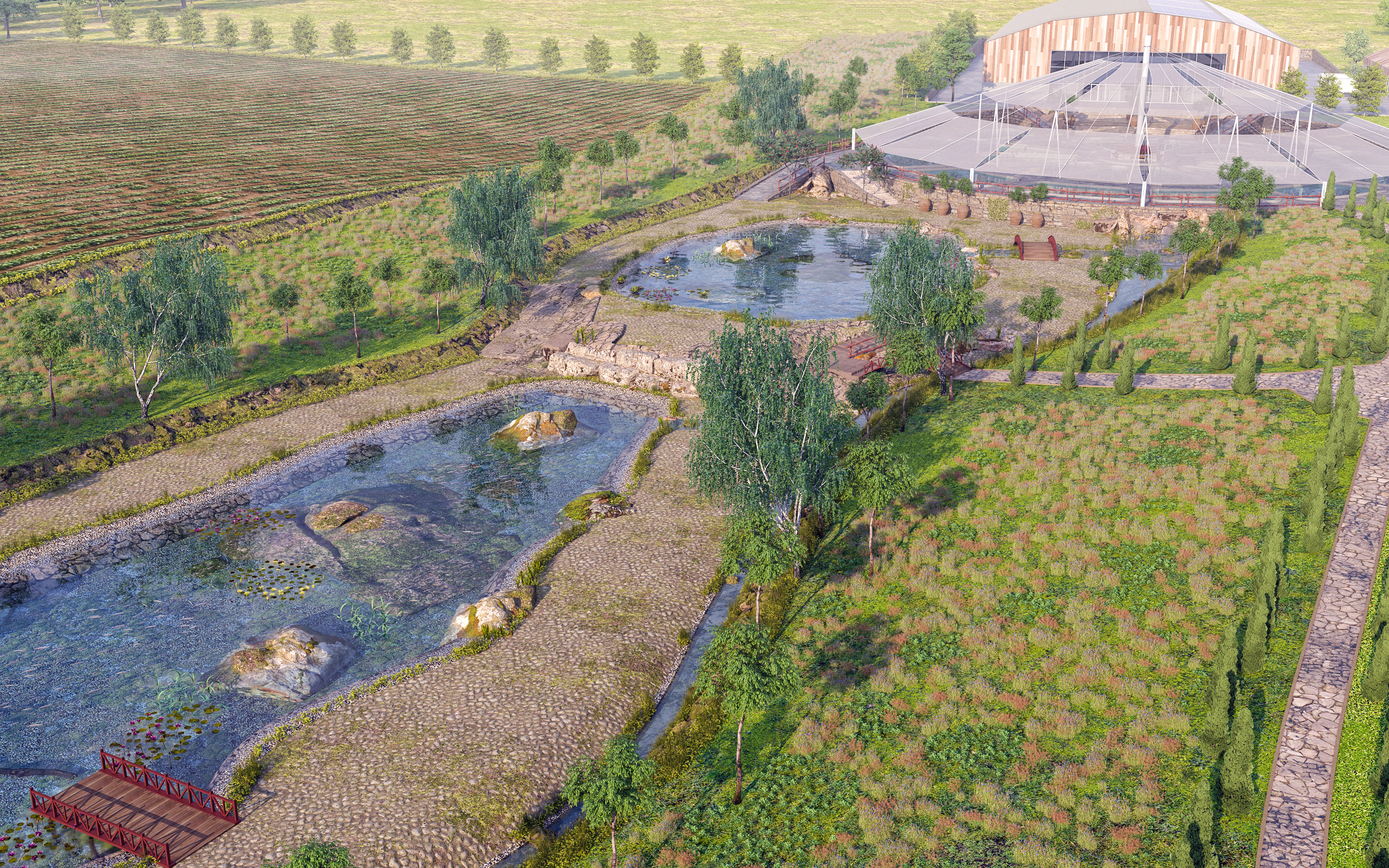 ECOFERMA sur une superficie de 14,5 hectares dans 3d max corona render image