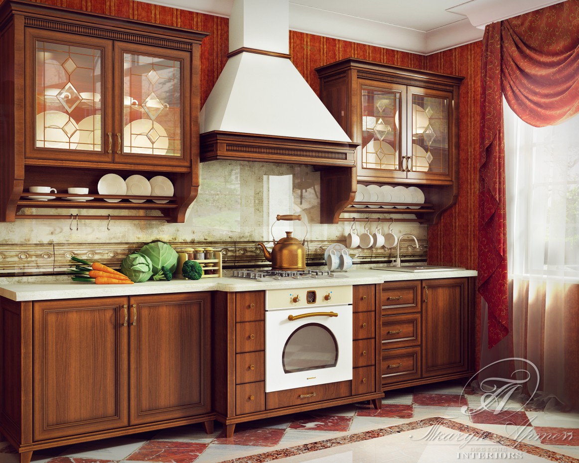 Classic kitchen in 3d max vray image