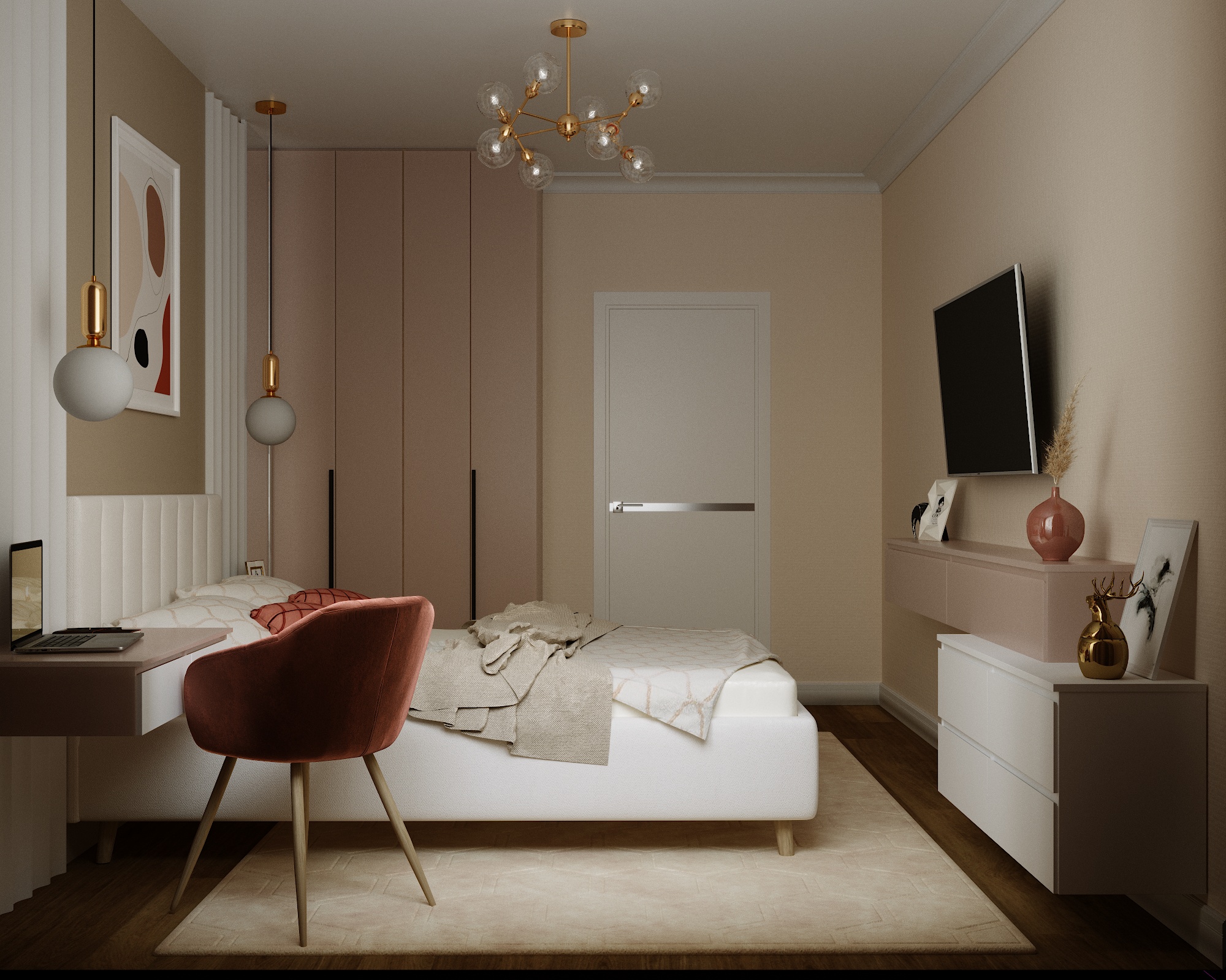 Quarto em 3d max corona render imagem