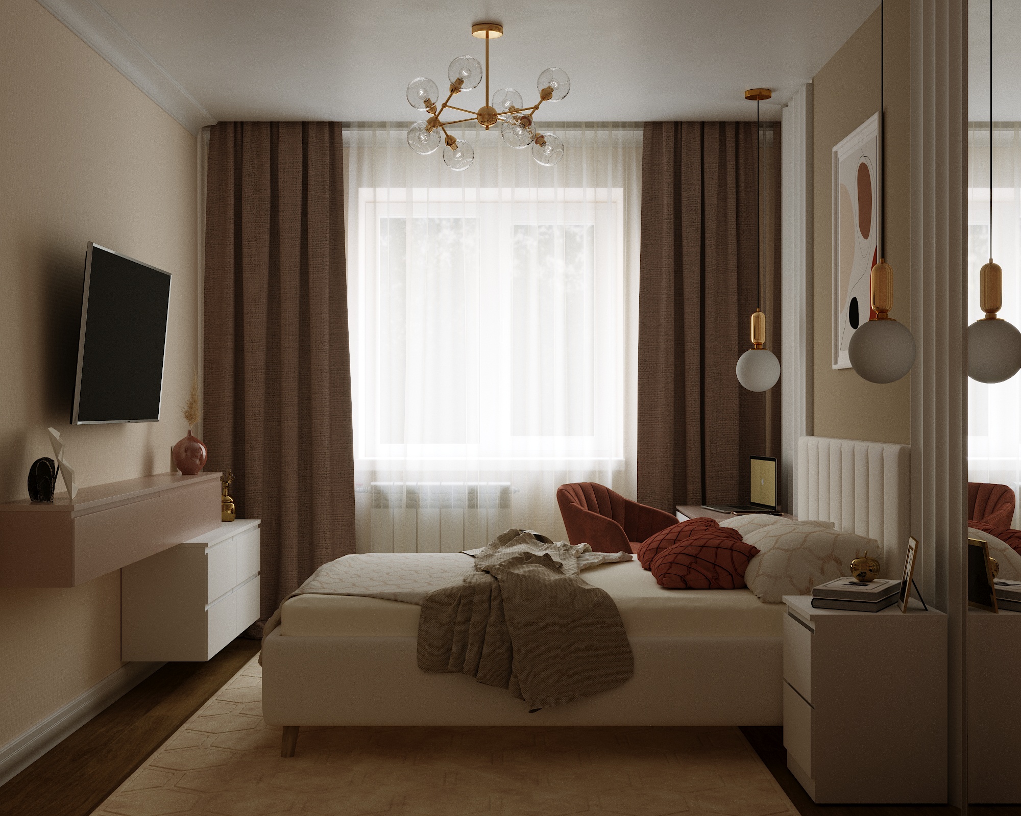 Schlafzimmer in 3d max corona render Bild