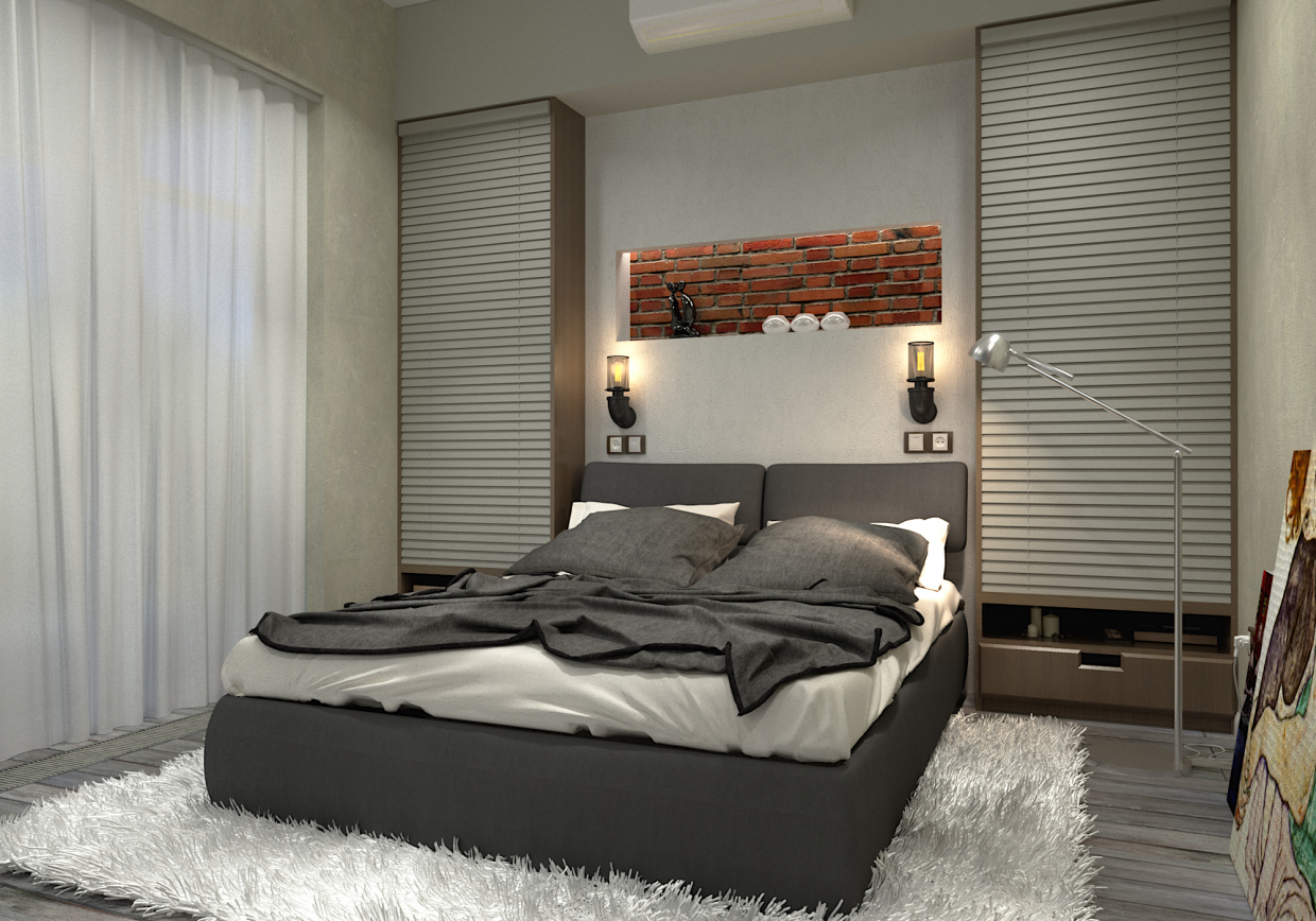 camera da letto in 3d max corona render immagine