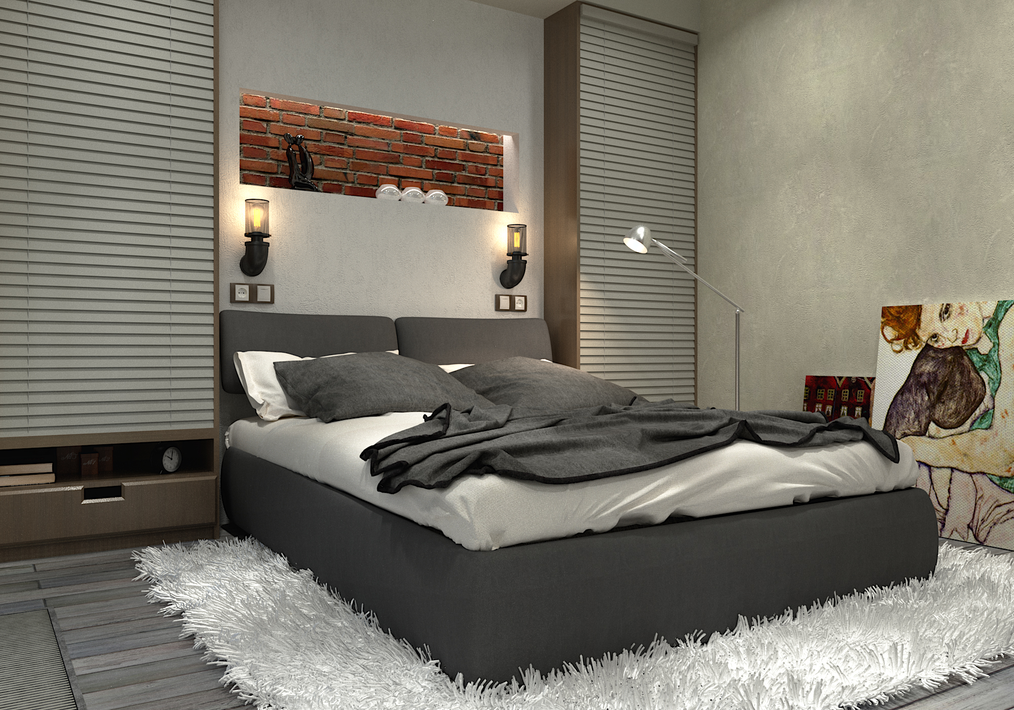 chambre à coucher dans 3d max corona render image