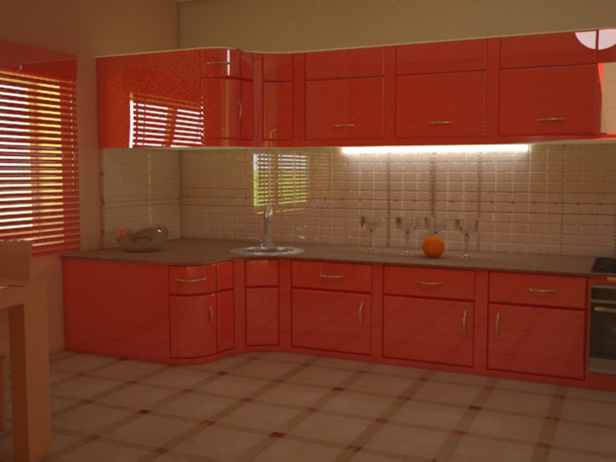 bedroom, kitchen in 3d max vray image