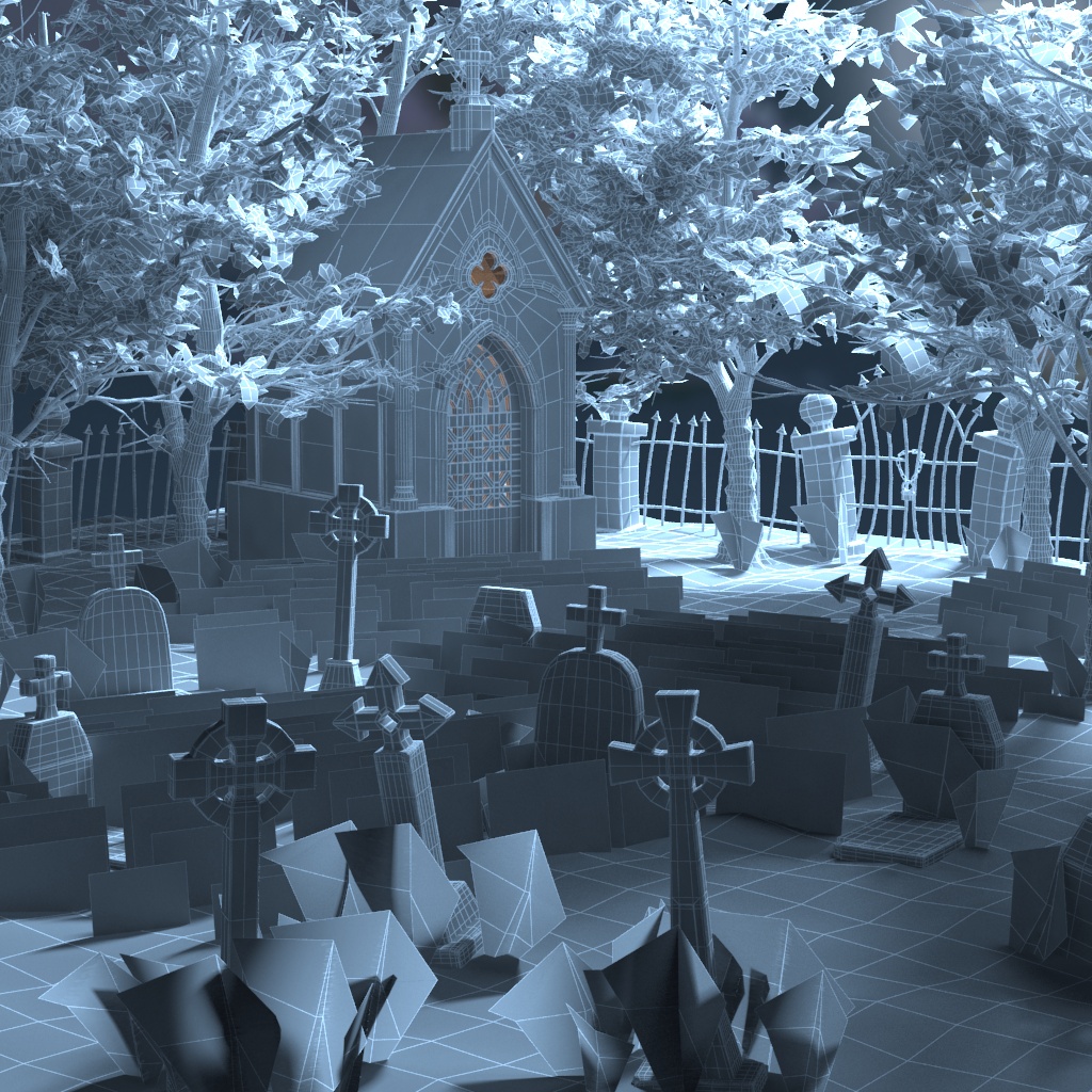 Cartoon Cemetery в 3d max vray 3.0 изображение