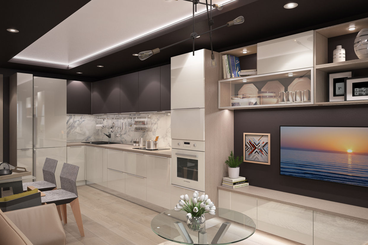 Cuisine et salon dans 3d max vray 3.0 image