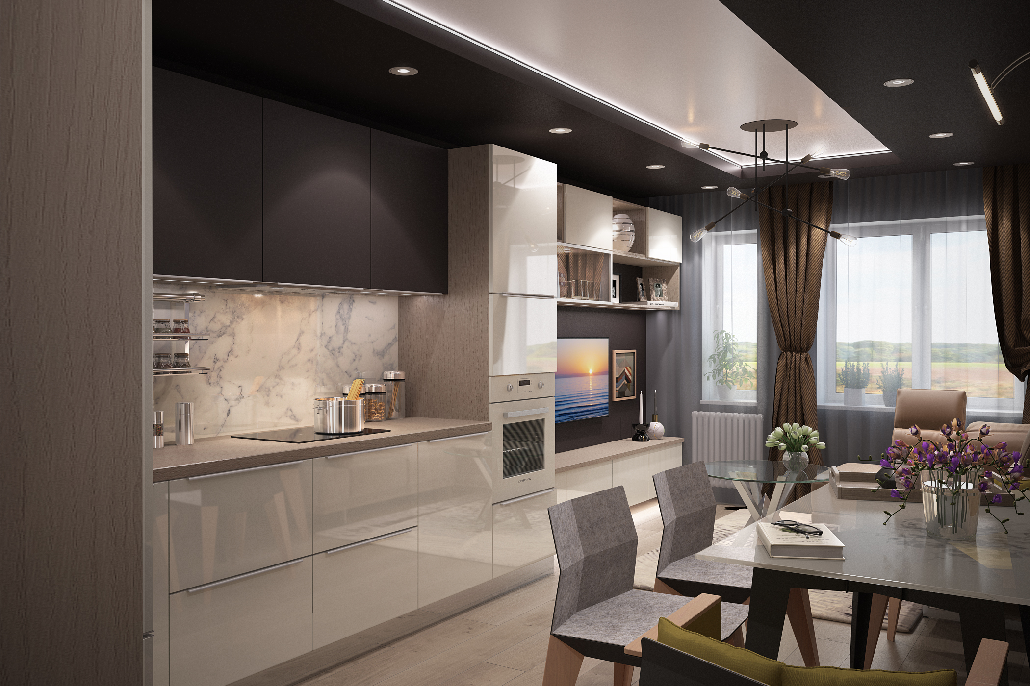 Cuisine et salon dans 3d max vray 3.0 image