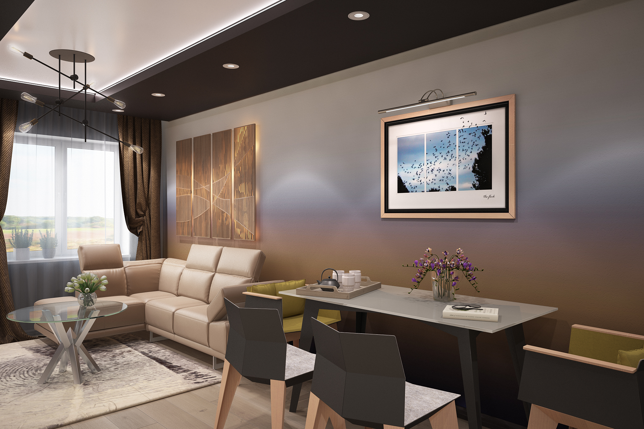 imagen de Cocina y living comedor en 3d max vray 3.0