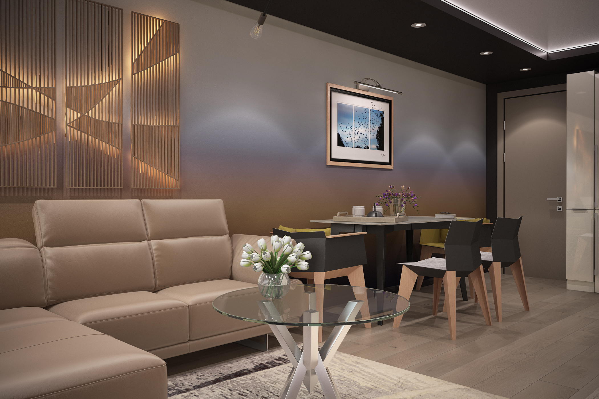 imagen de Cocina y living comedor en 3d max vray 3.0