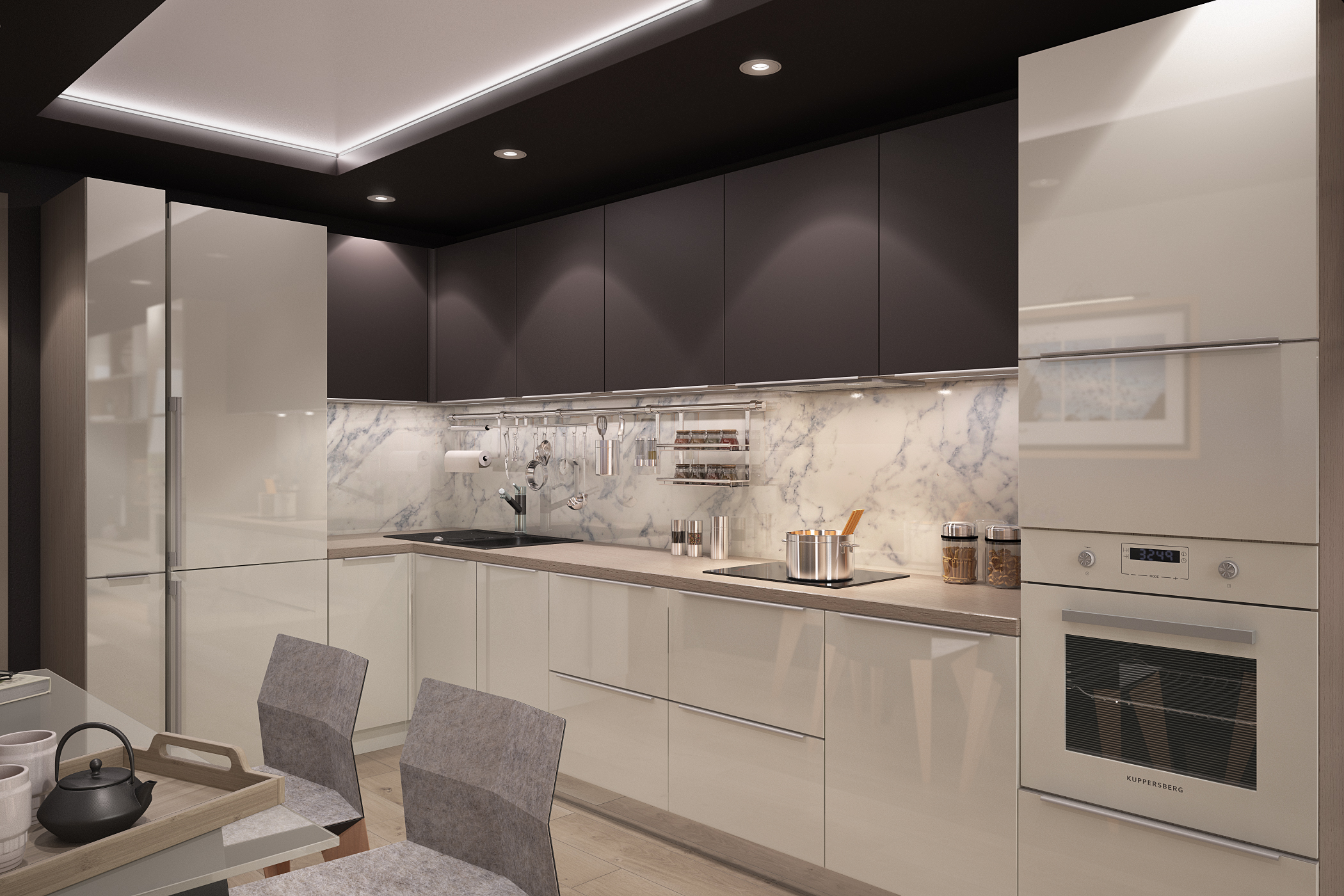 imagen de Cocina y living comedor en 3d max vray 3.0