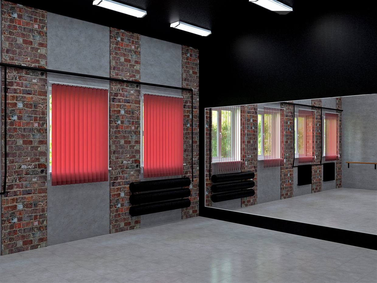 Design project of a dance hall in a secondary school in the Moscow region in 3d max vray 3.0 image