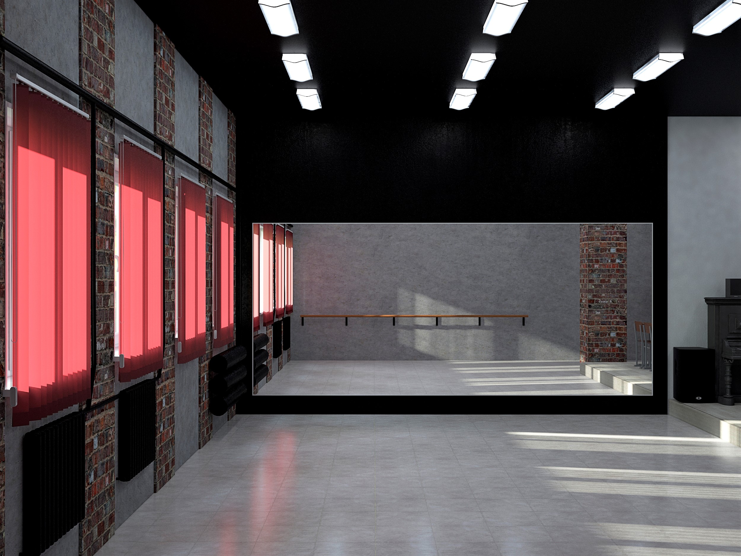 Projet de conception d'une salle de danse dans une école secondaire de la région de Moscou dans 3d max vray 3.0 image