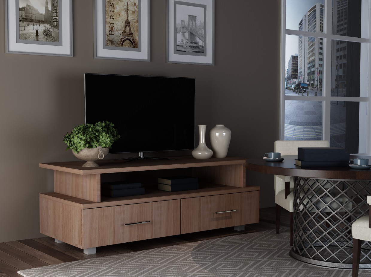 imagen de TV con dos cajones en 3d max vray 2.0