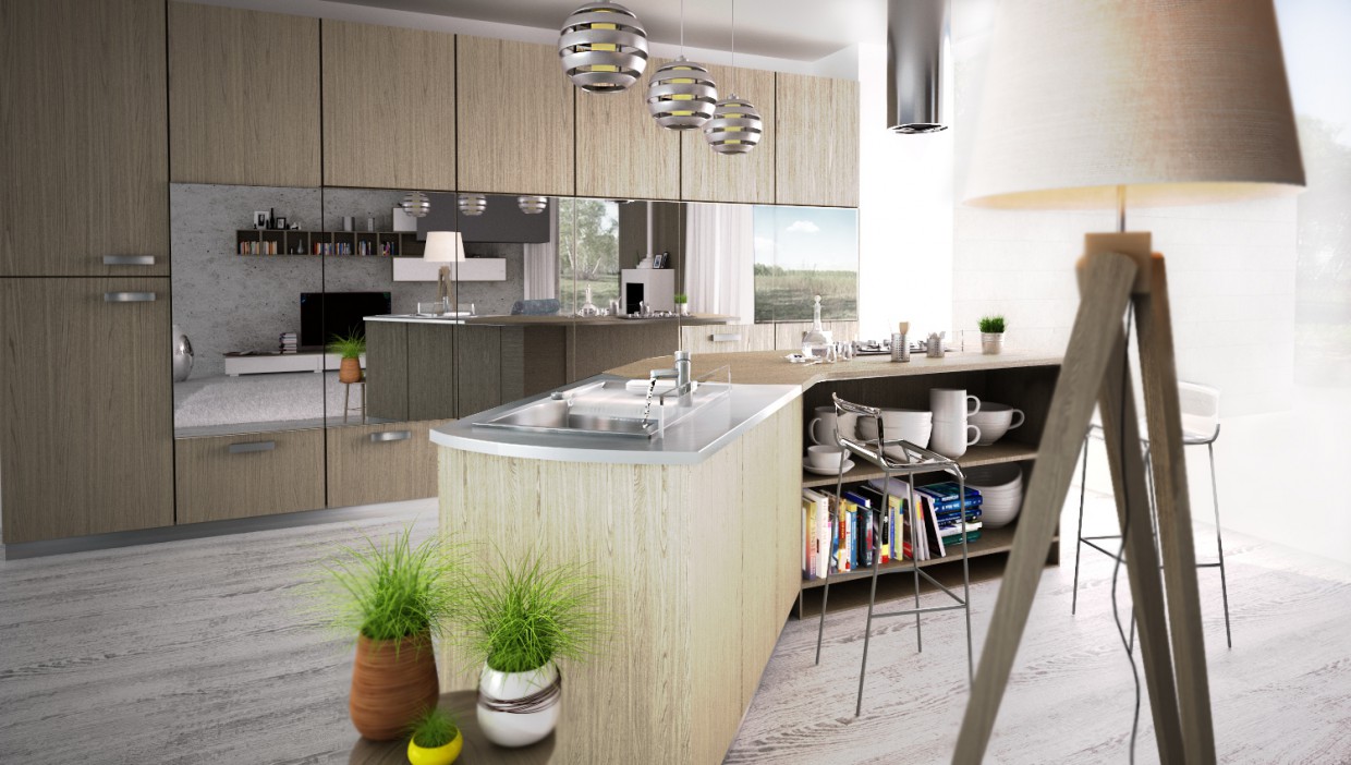 imagen de cocina en 3d max vray