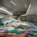 locker room/reception lounge, rock climbing Center in 3d max vray image