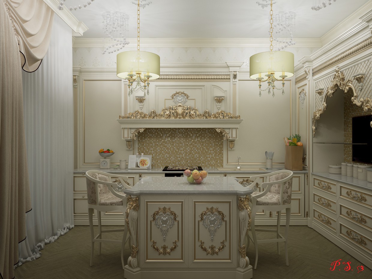 imagen de cocina en 3d max vray