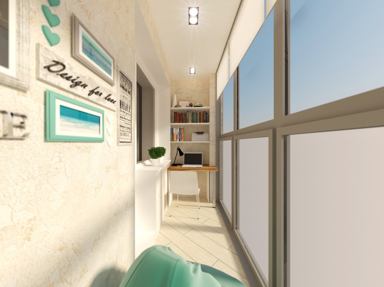 Balkon mit Panoramafenstern in 3d max vray 2.5 Bild