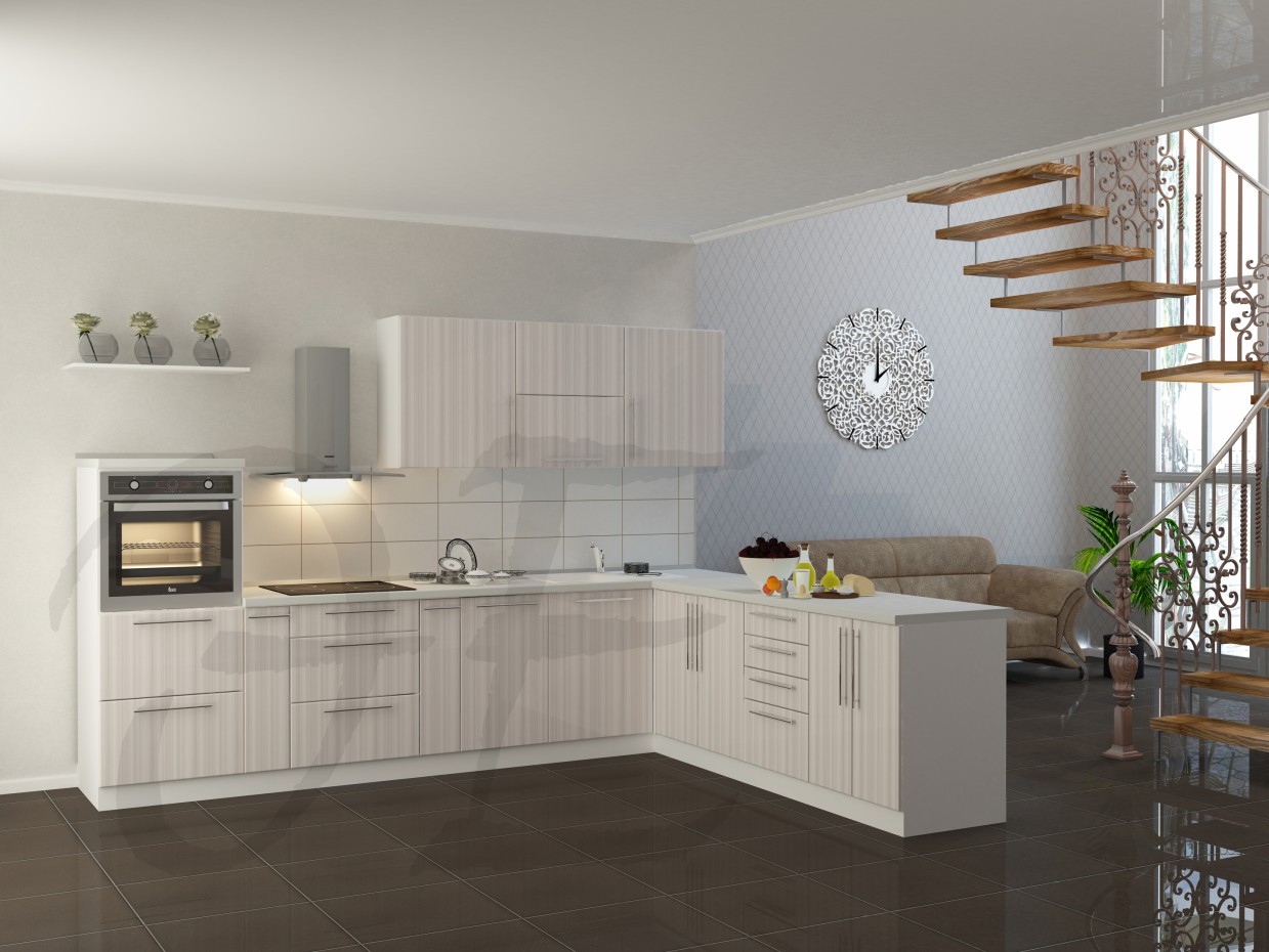 Cozinha + sala de estar em 3d max vray 2.0 imagem