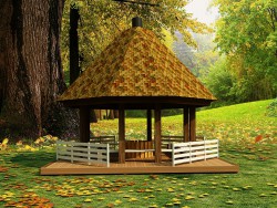 Gazebo by an oak