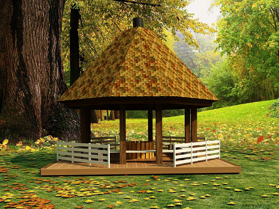 imagen de Gazebo de un roble en 3d max vray