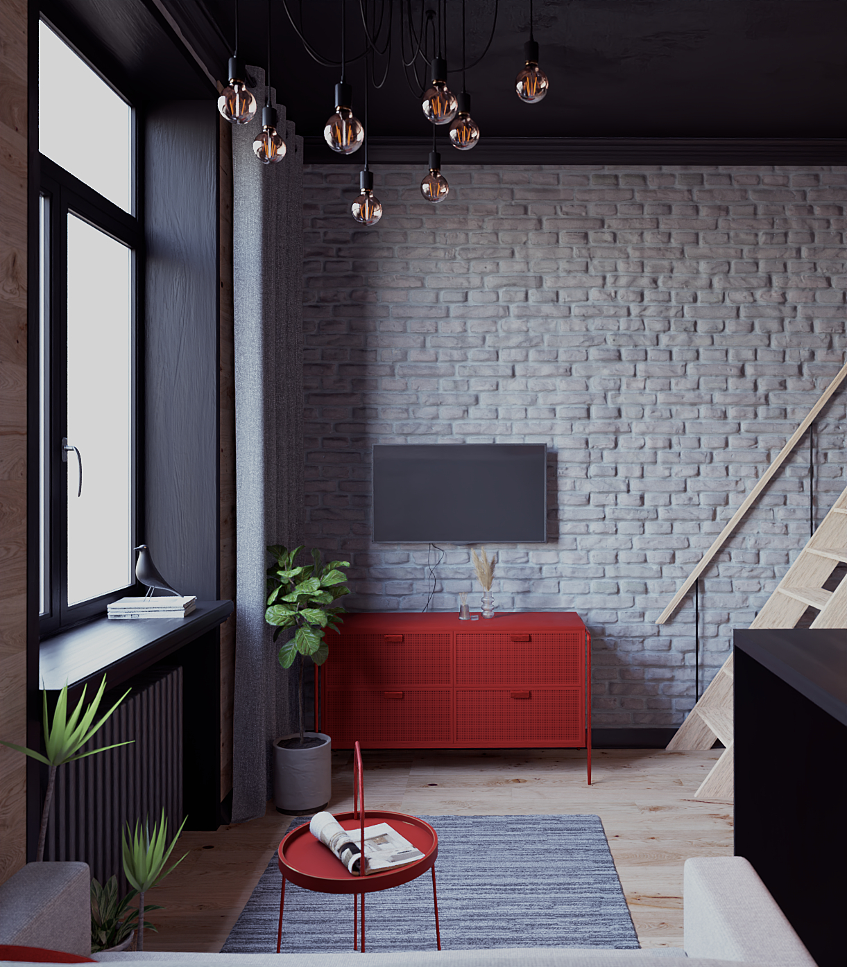 Monolocale Loft 18m in Blender cycles render immagine