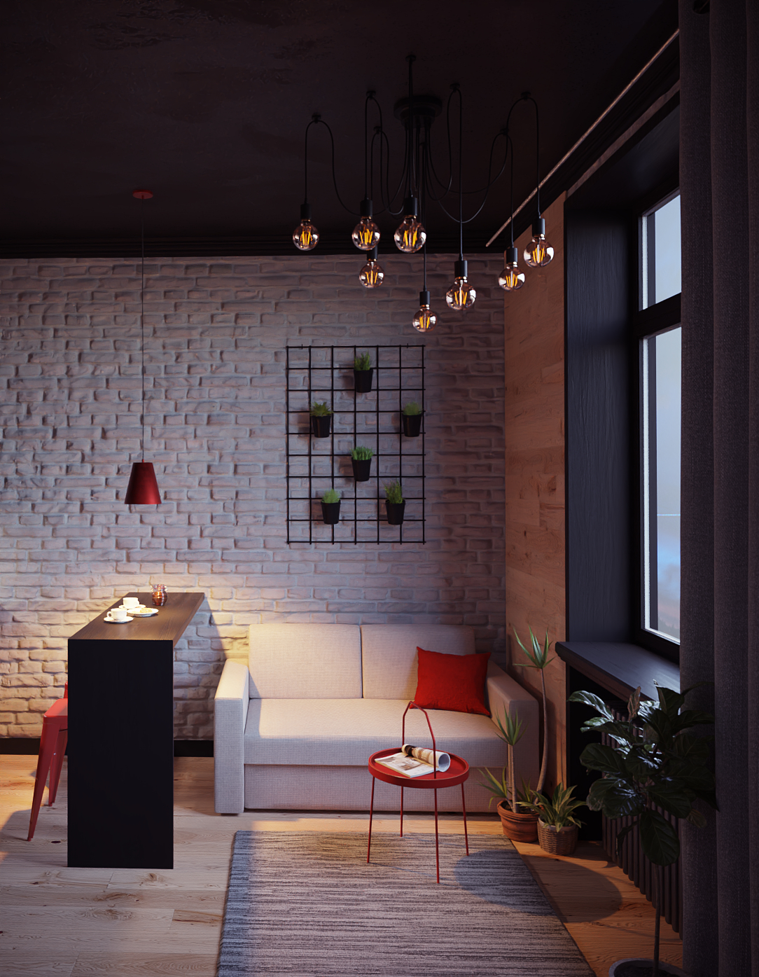 Monolocale Loft 18m in Blender cycles render immagine