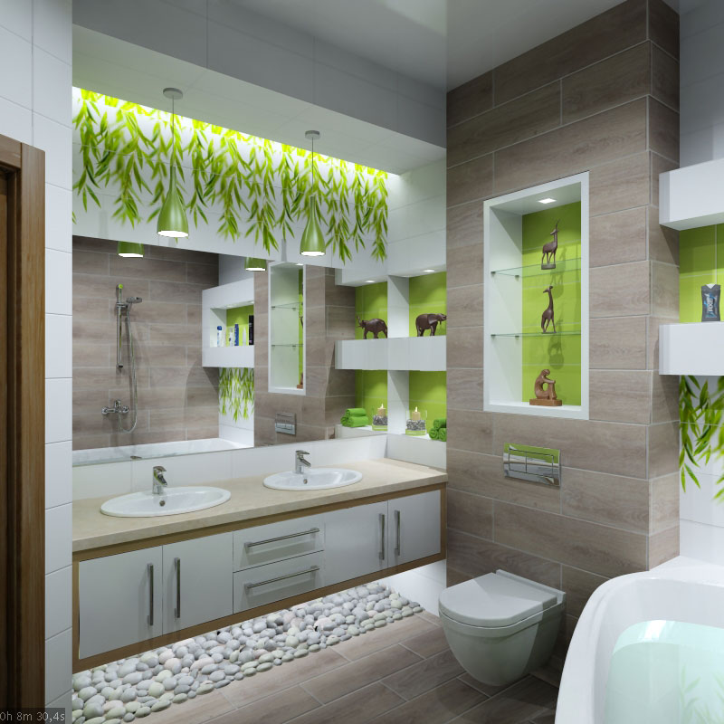 Interior design of the bathroom in the style of "Eco" in 3d max vray 1.5 image