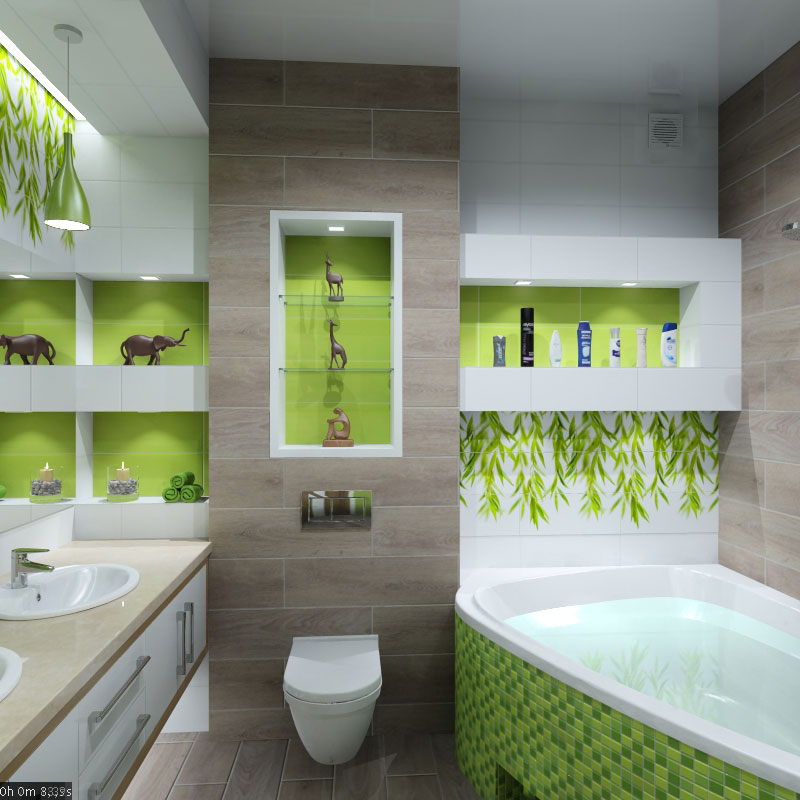 Interior design of the bathroom in the style of "Eco" in 3d max vray 1.5 image