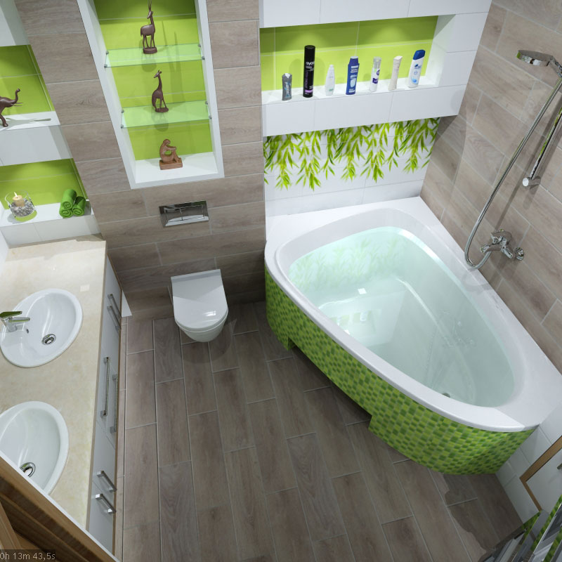 Interior design of the bathroom in the style of "Eco" in 3d max vray 1.5 image