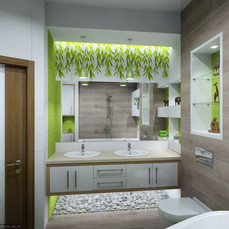 Interior design of the bathroom in the style of "Eco" in 3d max vray 1.5 image