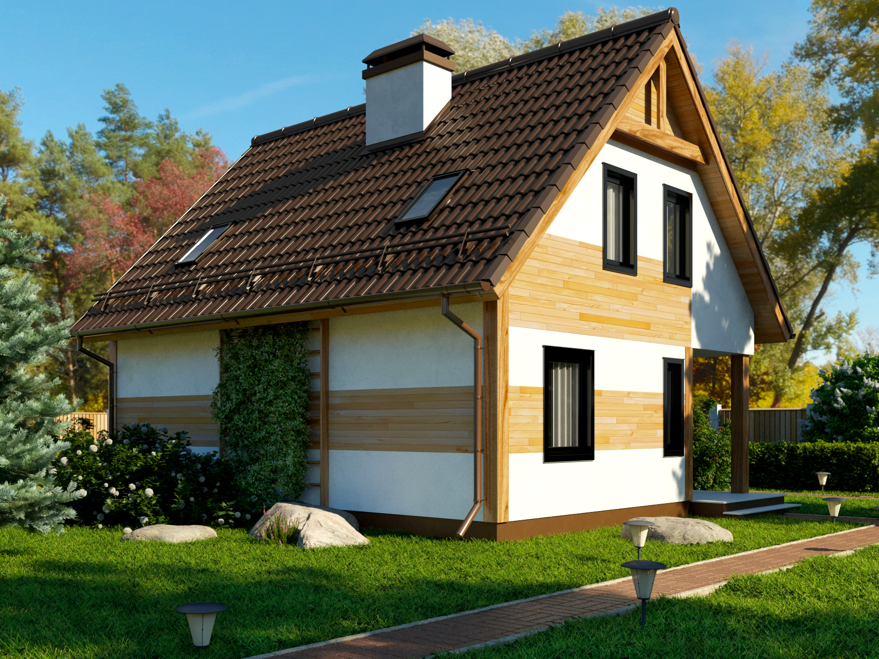 Visualisierung der Hütte durch Bezugnahme in 3d max corona render Bild