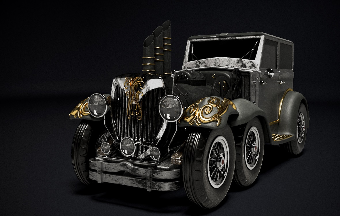 Voiture Steam PunK dans 3d max corona render image