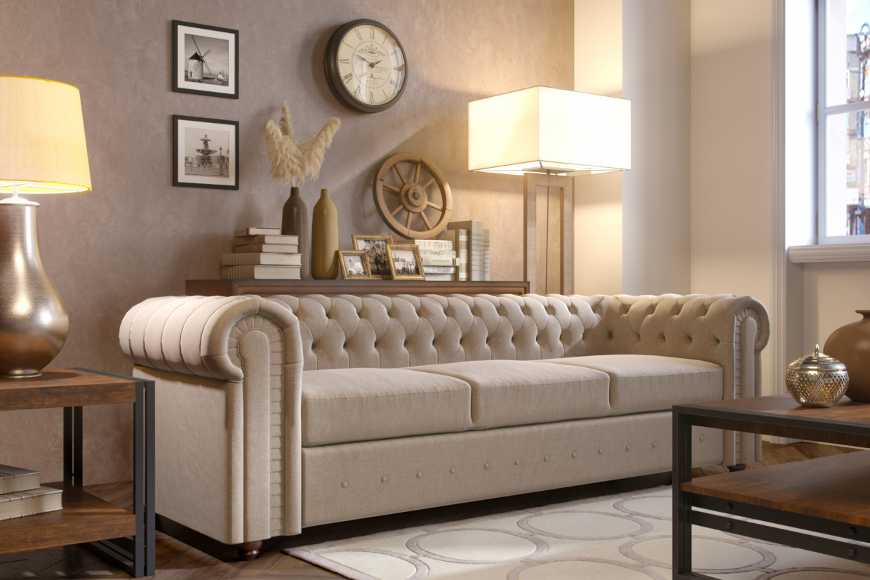 Canapé Chesterfield dans 3d max corona render image