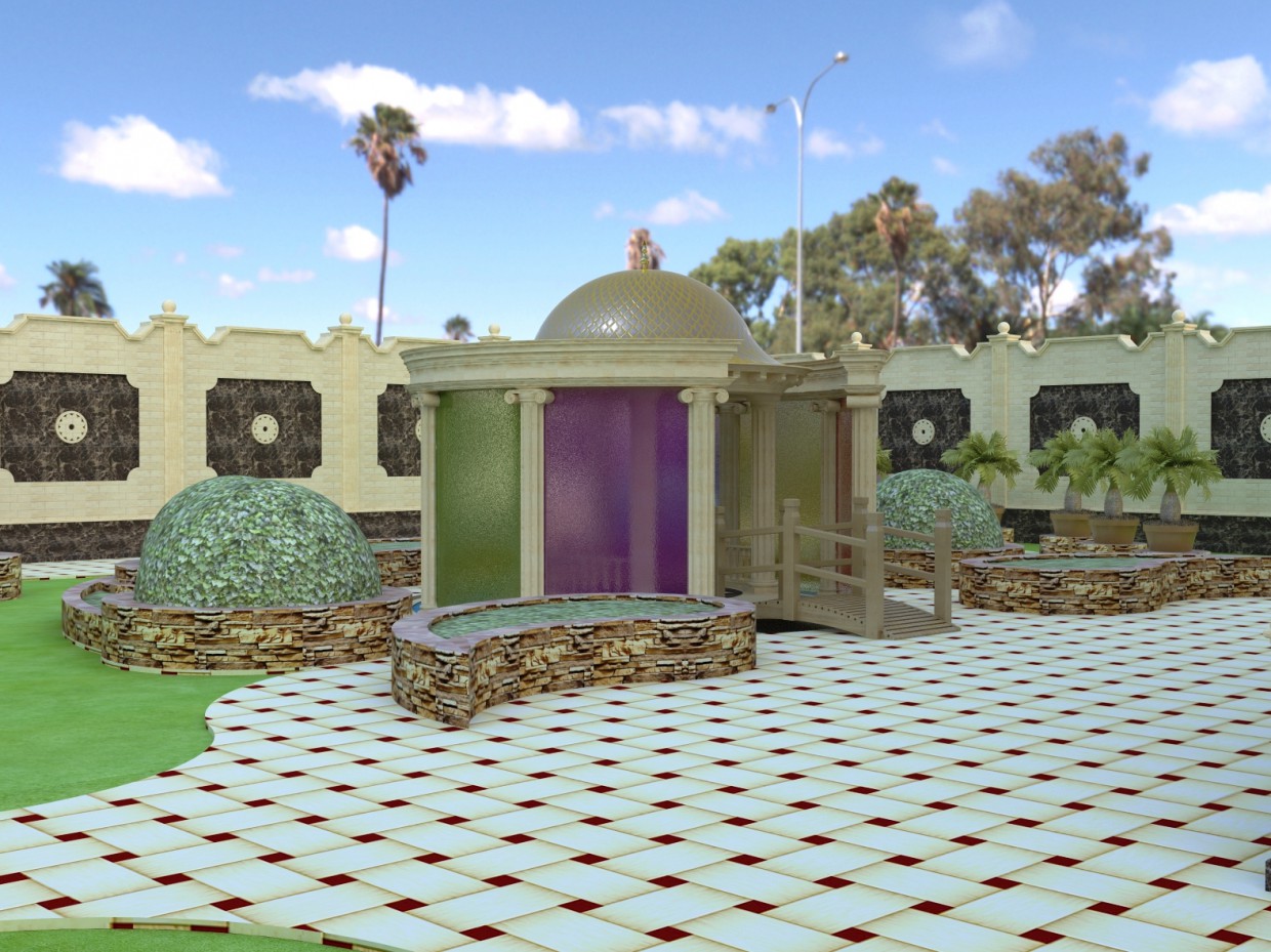 Gazebo in the garden in 3d max vray image