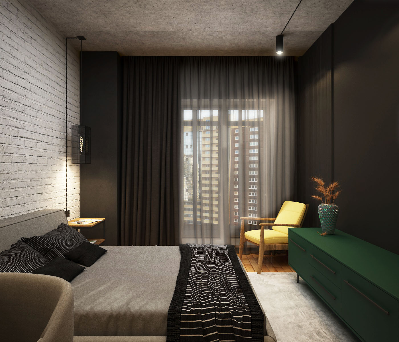 Loft apartment with elements of minimalism, Chelyabinsk in 3d max vray 3.0 image