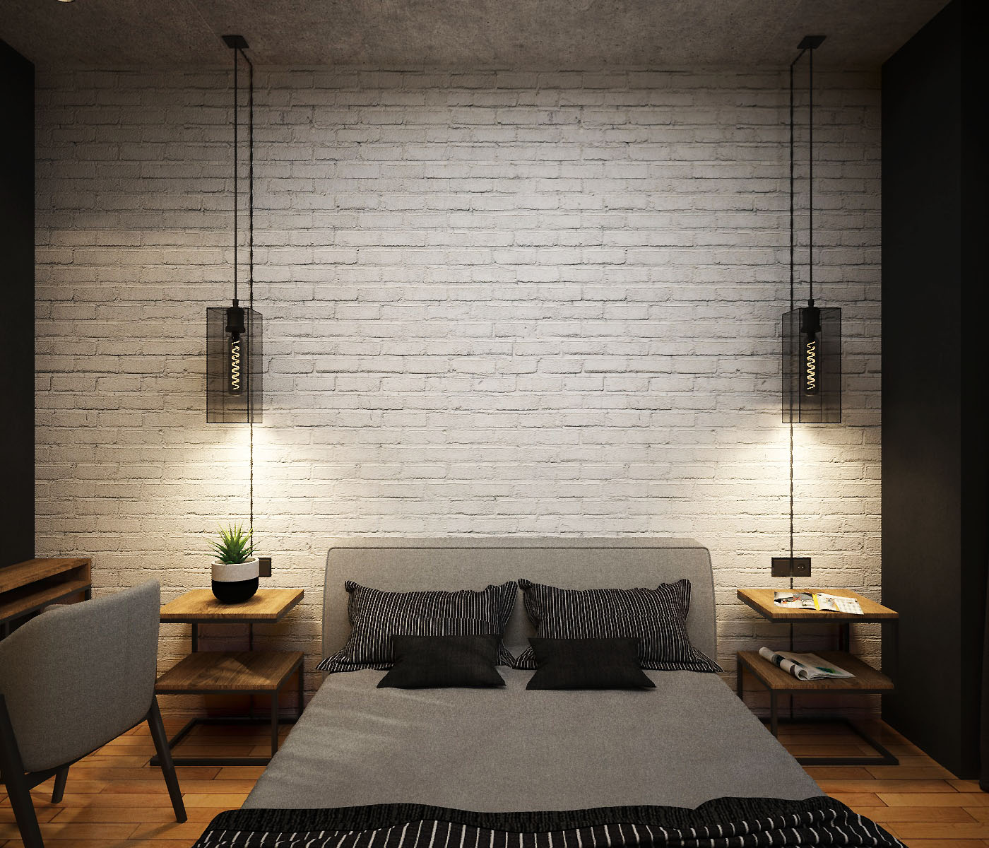 Loft apartment with elements of minimalism, Chelyabinsk in 3d max vray 3.0 image