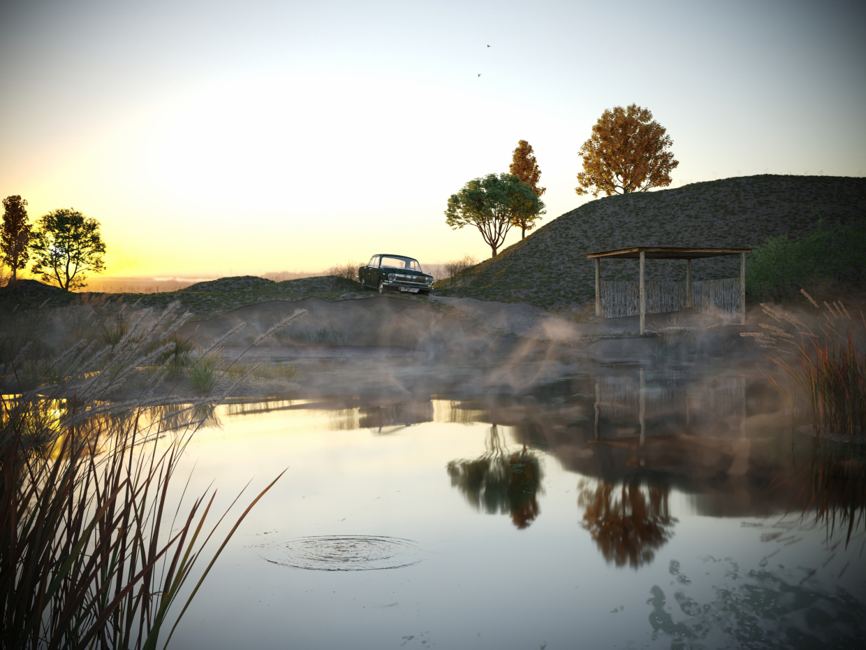 Sur le lac dans 3d max corona render image