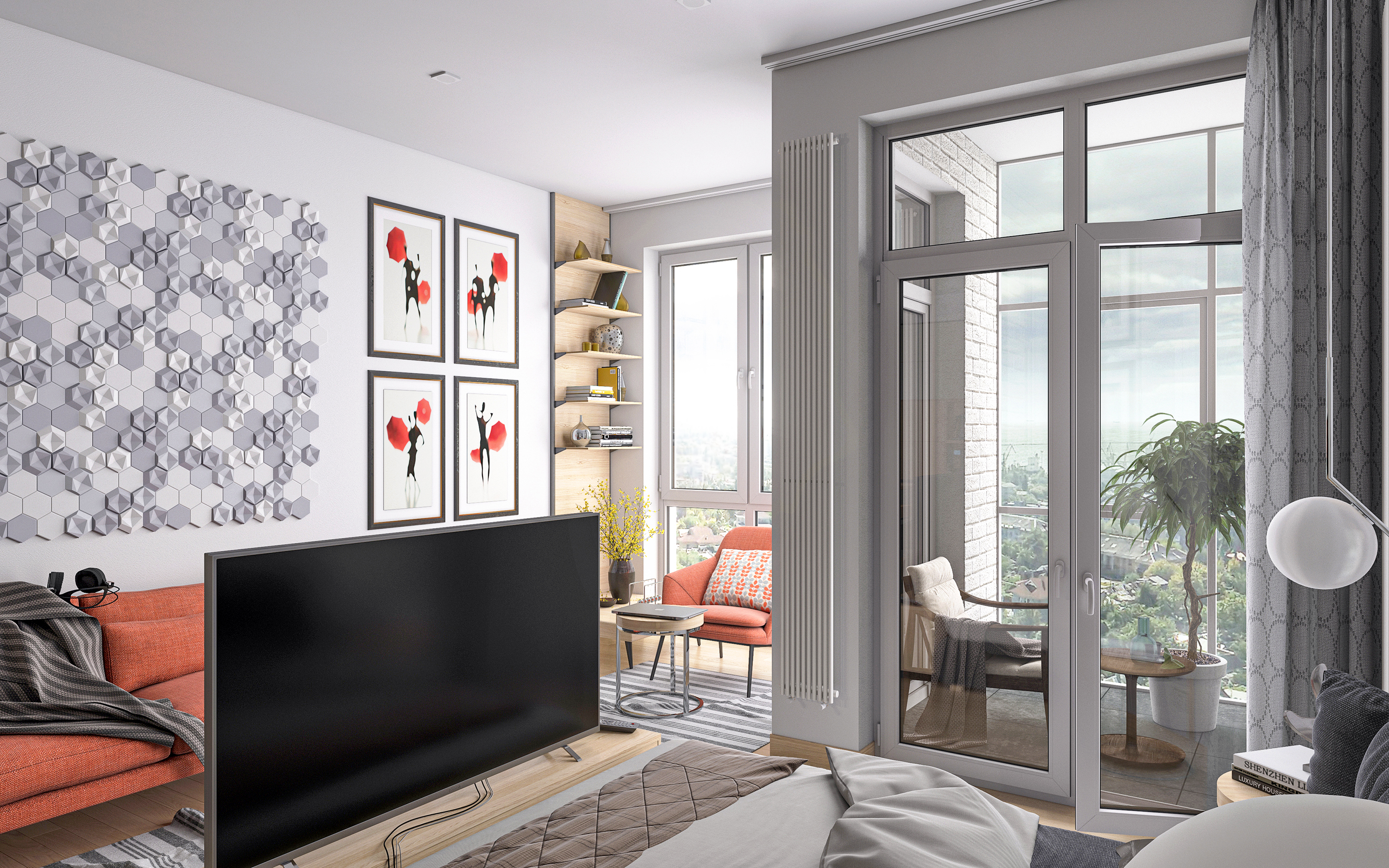 Apartamento inteligente S36. em 3d max corona render imagem