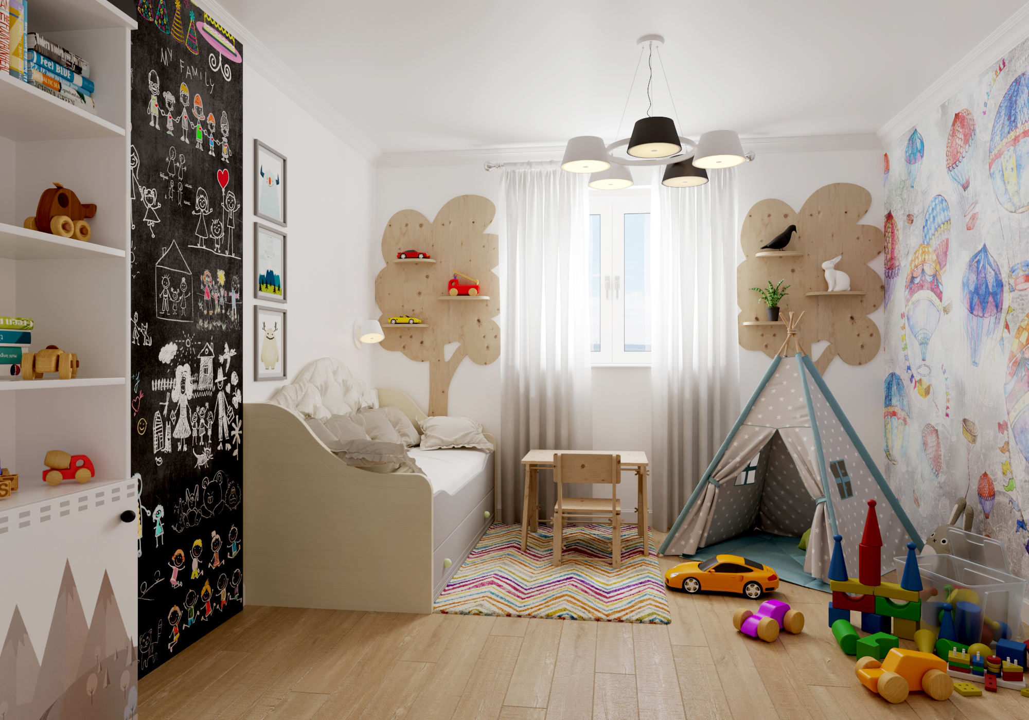 Visualisierung von einem Kinderzimmer in 3d max corona render Bild